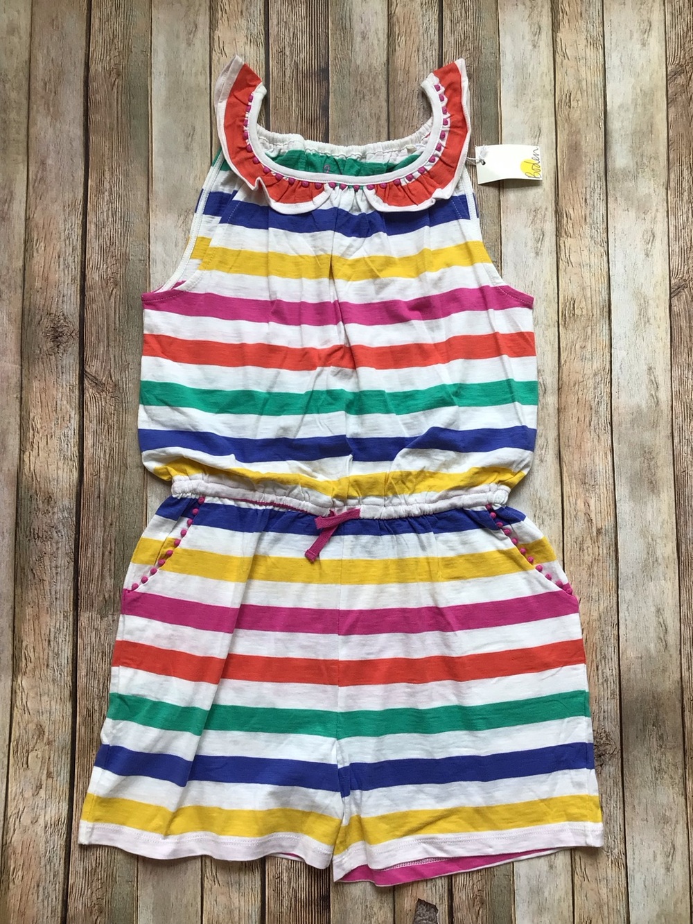 NWT Mini Boden Pop Pansy Daffodil Rainbow Romper